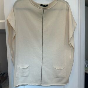 Fabiana Filippi 100% Cashmere Cream Open Sleeveless Sweater Top Size S Italy